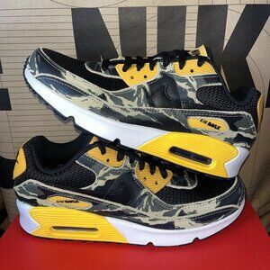 Nike Air Max 90 Camo GS IF3092 001 Black/University Gold Size 6Y